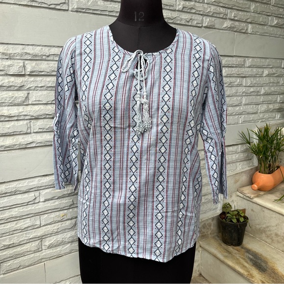 Boho Abstract Striped Tunic Top - Picture 8 of 10